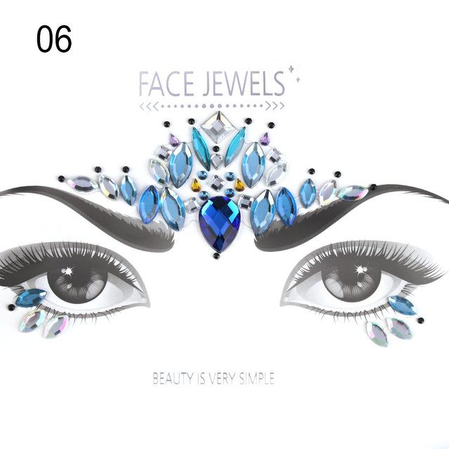 Temporary Face Tattoo Stickers Face Gems Rhinestone DIY Adhesive Face Stickers Festival Fancy Party Body Glitter Makeup Sticker