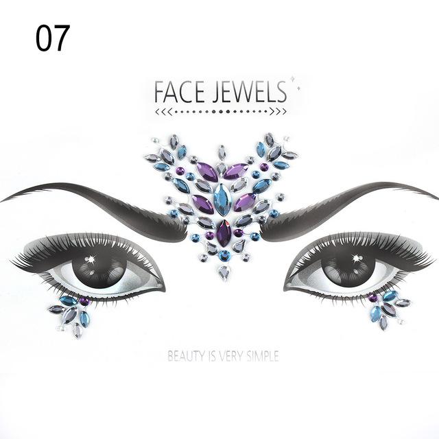 Temporary Face Tattoo Stickers Face Gems Rhinestone DIY Adhesive Face Stickers Festival Fancy Party Body Glitter Makeup Sticker
