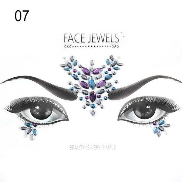 Temporary Face Tattoo Stickers Face Gems Rhinestone DIY Adhesive Face Stickers Festival Fancy Party Body Glitter Makeup Sticker