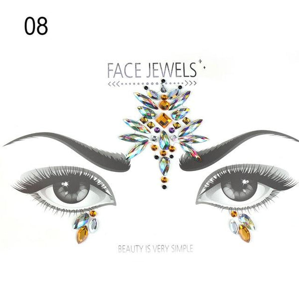Temporary Face Tattoo Stickers Face Gems Rhinestone DIY Adhesive Face Stickers Festival Fancy Party Body Glitter Makeup Sticker