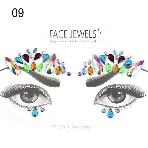 Temporary Face Tattoo Stickers Face Gems Rhinestone DIY Adhesive Face Stickers Festival Fancy Party Body Glitter Makeup Sticker