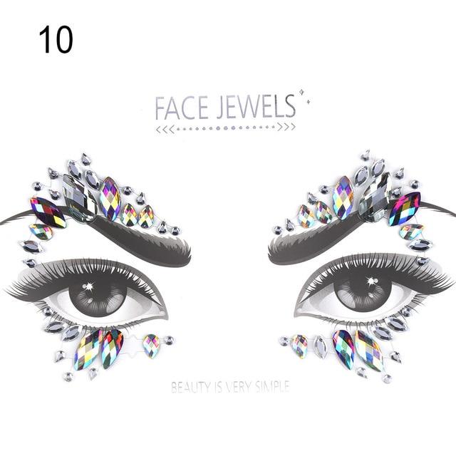 Temporary Face Tattoo Stickers Face Gems Rhinestone DIY Adhesive Face Stickers Festival Fancy Party Body Glitter Makeup Sticker