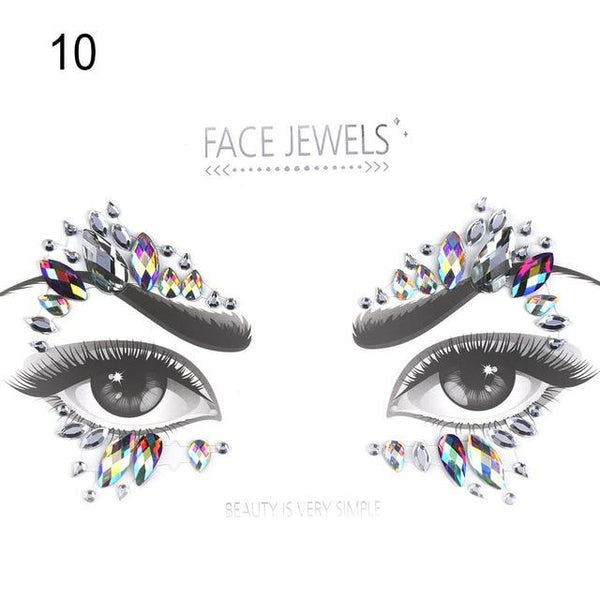 Temporary Face Tattoo Stickers Face Gems Rhinestone DIY Adhesive Face Stickers Festival Fancy Party Body Glitter Makeup Sticker