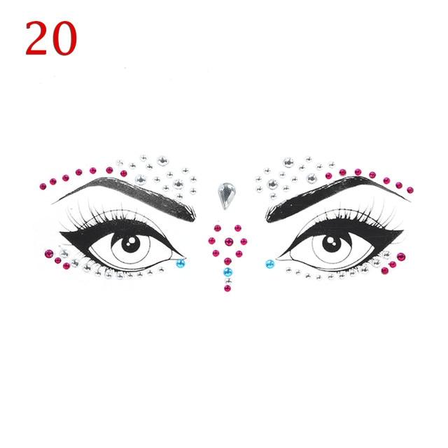 Temporary Face Tattoo Stickers Face Gems Rhinestone DIY Adhesive Face Stickers Festival Fancy Party Body Glitter Makeup Sticker