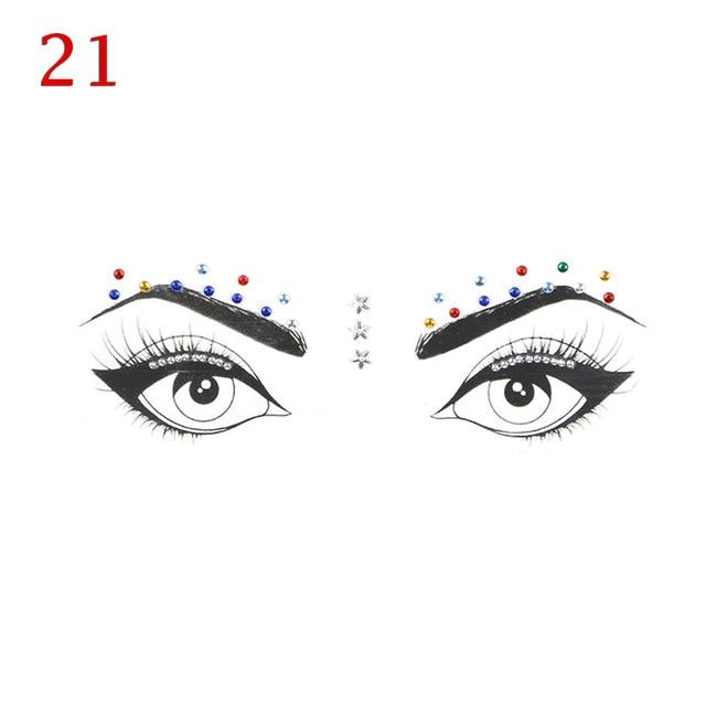 Temporary Face Tattoo Stickers Face Gems Rhinestone DIY Adhesive Face Stickers Festival Fancy Party Body Glitter Makeup Sticker