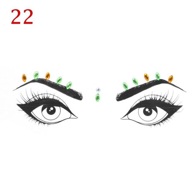 Temporary Face Tattoo Stickers Face Gems Rhinestone DIY Adhesive Face Stickers Festival Fancy Party Body Glitter Makeup Sticker