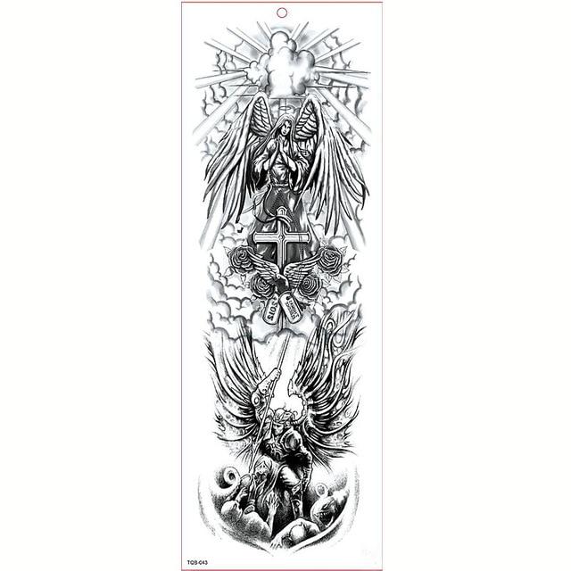 Large Arm Sleeve Tattoo Waterproof Temporary Tattoo Sticker Skull Angel Rose Lotus Men Full Flower Tatoo Body Art Tattoo Girl