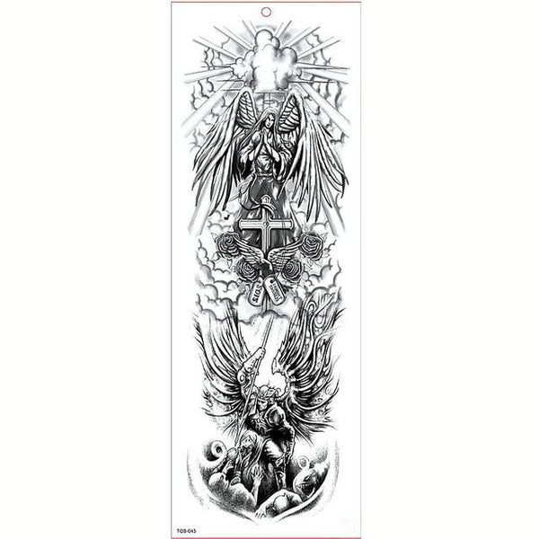 Large Arm Sleeve Tattoo Waterproof Temporary Tattoo Sticker Skull Angel Rose Lotus Men Full Flower Tatoo Body Art Tattoo Girl