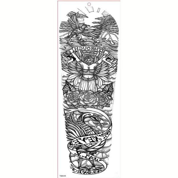 Large Arm Sleeve Tattoo Waterproof Temporary Tattoo Sticker Skull Angel Rose Lotus Men Full Flower Tatoo Body Art Tattoo Girl
