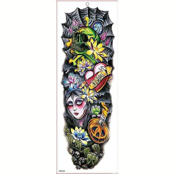 Large Arm Sleeve Tattoo Waterproof Temporary Tattoo Sticker Skull Angel Rose Lotus Men Full Flower Tatoo Body Art Tattoo Girl
