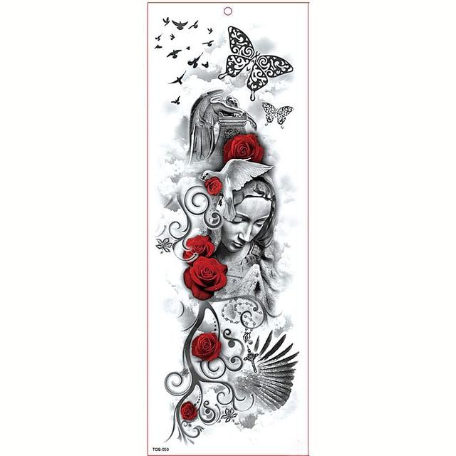 Large Arm Sleeve Tattoo Waterproof Temporary Tattoo Sticker Skull Angel Rose Lotus Men Full Flower Tatoo Body Art Tattoo Girl