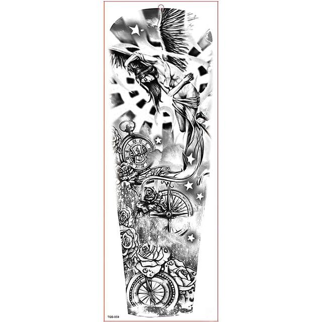Large Arm Sleeve Tattoo Waterproof Temporary Tattoo Sticker Skull Angel Rose Lotus Men Full Flower Tatoo Body Art Tattoo Girl