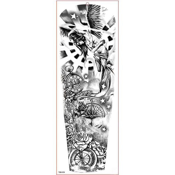 Large Arm Sleeve Tattoo Waterproof Temporary Tattoo Sticker Skull Angel Rose Lotus Men Full Flower Tatoo Body Art Tattoo Girl