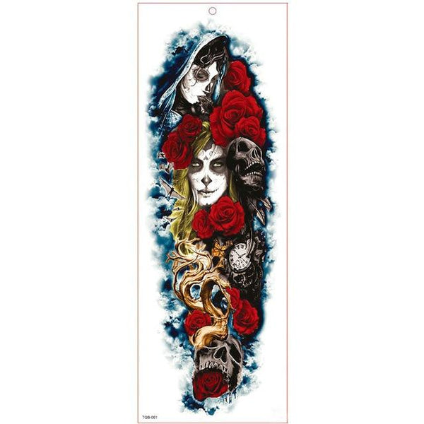 Large Arm Sleeve Tattoo Waterproof Temporary Tattoo Sticker Skull Angel Rose Lotus Men Full Flower Tatoo Body Art Tattoo Girl