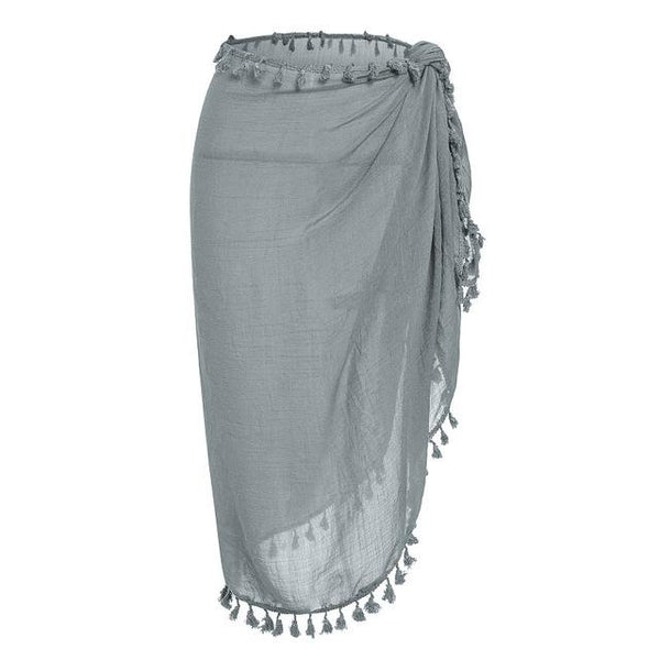Sexy Beach Cover Ups tassel Wrap Skirt Bikinis 2019 Swimsuit Female Swimwear Women Solid Pareo Summer Beach Wear Chiffon Sarongs