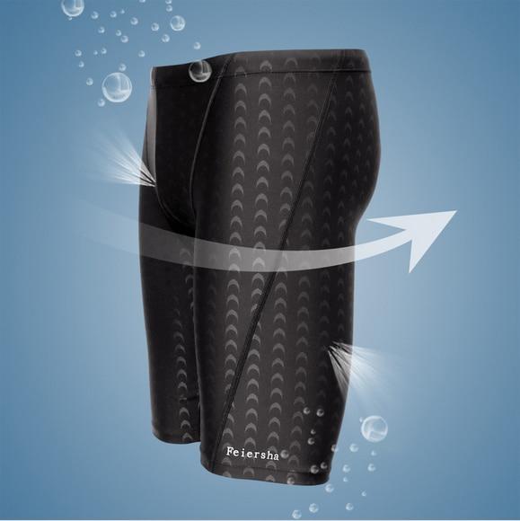 Men Shark Skin Water Repellent Professional Competitive Swimming Trunks Brand Soild Jammer Swimsuit Pant Racing Briefs L-5XL