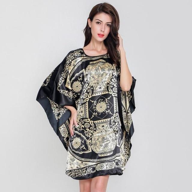 Plus Size Black Women's Summer Lounge Robe Lady New Sexy Home Dress Rayon Nightgown Large Loose Sleepwear Bathrobe Gown S002-B