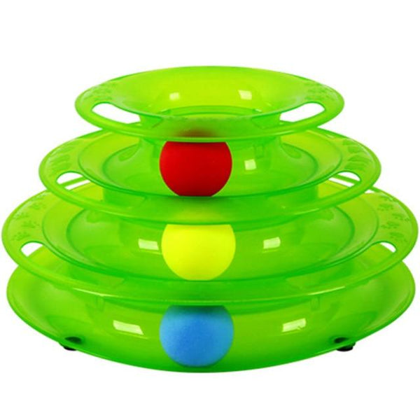 Cat Tower of Tracks Ball and Track Interactive Toy for Cats, Fun Cat Game Intelligence Triple Play Disc Cat For Toy Balls