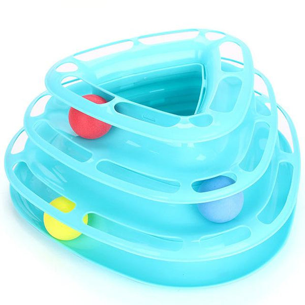 Cat Tower of Tracks Ball and Track Interactive Toy for Cats, Fun Cat Game Intelligence Triple Play Disc Cat For Toy Balls