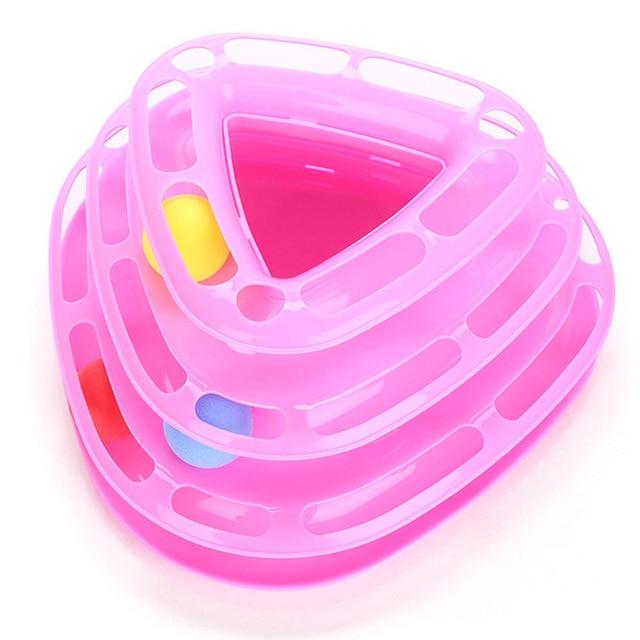 Cat Tower of Tracks Ball and Track Interactive Toy for Cats, Fun Cat Game Intelligence Triple Play Disc Cat For Toy Balls