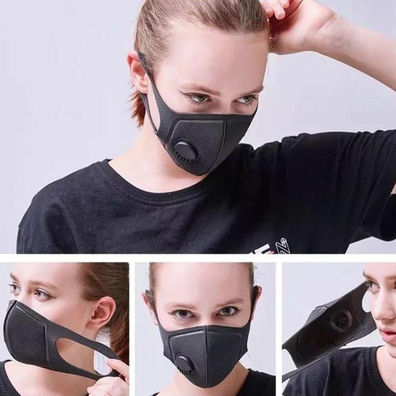Unisex Sponge Dustproof PM2.5 Pollution Half Face Mouth Mask With Breath Valve Wide Straps Washable Reusable Muffle Respirator
