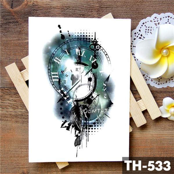 Family Rose Time clock Skull Temporary Tattoo Sticker Scorpion Tower Waterproof Tattoos Body Art Arm Fake Tatoo Men Wo