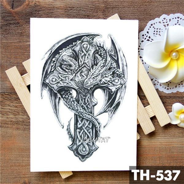 Family Rose Time clock Skull Temporary Tattoo Sticker Scorpion Tower Waterproof Tattoos Body Art Arm Fake Tatoo Men Wo