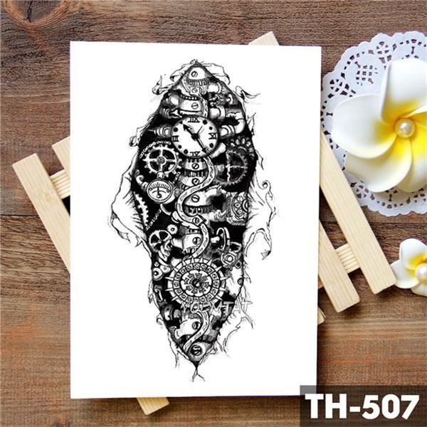 Family Rose Time clock Skull Temporary Tattoo Sticker Scorpion Tower Waterproof Tattoos Body Art Arm Fake Tatoo Men Wo