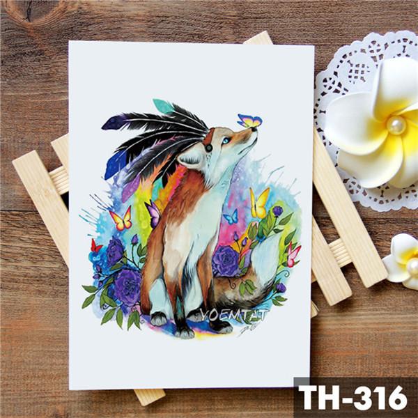 Unicorn Geometric Rose Fox Wolf Waterproof  Temporary Tattoo Sticker Swan Elk Animals Flash Tattoos Body Art Fake tatoo