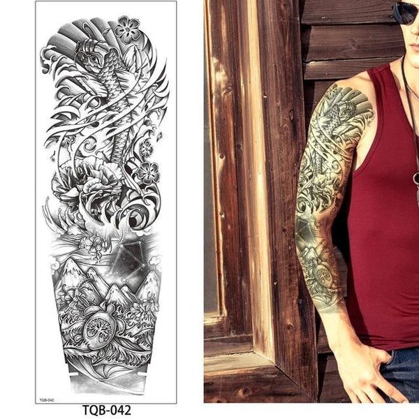 glaryyears 1 Pc Large Arm Temporary Tattoo Sticker Colorful Fake Tatoo Sleeve Flash Tatto Waterproof Big Body Art Men Women TQB