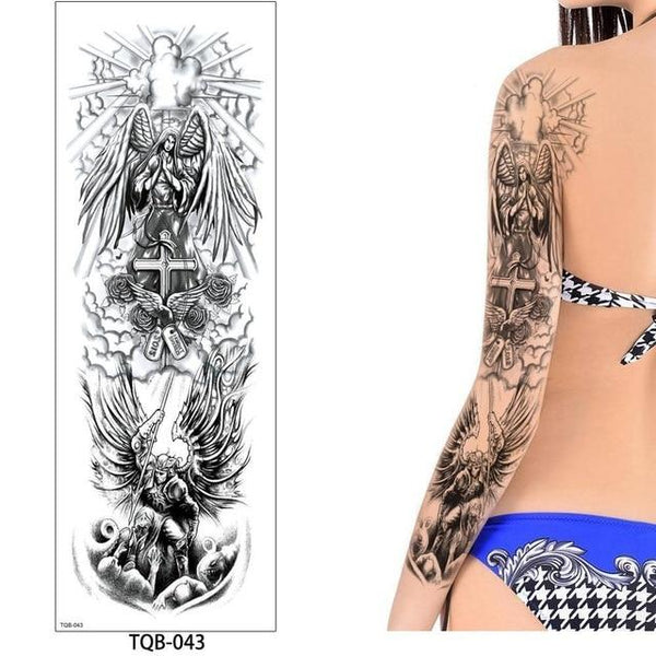 glaryyears 1 Pc Large Arm Temporary Tattoo Sticker Colorful Fake Tatoo Sleeve Flash Tatto Waterproof Big Body Art Men Women TQB