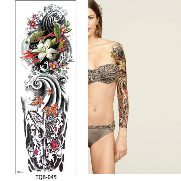 glaryyears 1 Pc Large Arm Temporary Tattoo Sticker Colorful Fake Tatoo Sleeve Flash Tatto Waterproof Big Body Art Men Women TQB