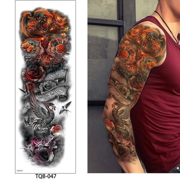glaryyears 1 Pc Large Arm Temporary Tattoo Sticker Colorful Fake Tatoo Sleeve Flash Tatto Waterproof Big Body Art Men Women TQB