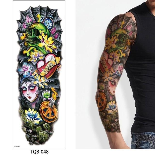 glaryyears 1 Pc Large Arm Temporary Tattoo Sticker Colorful Fake Tatoo Sleeve Flash Tatto Waterproof Big Body Art Men Women TQB