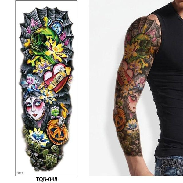 glaryyears 1 Pc Large Arm Temporary Tattoo Sticker Colorful Fake Tatoo Sleeve Flash Tatto Waterproof Big Body Art Men Women TQB