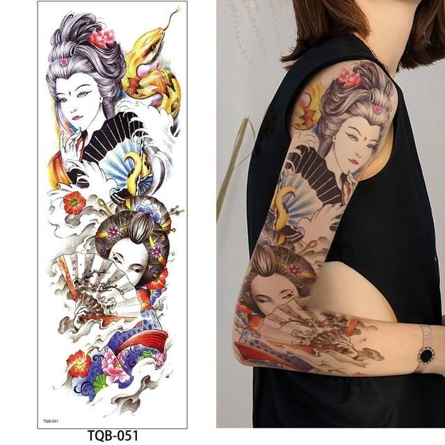 glaryyears 1 Pc Large Arm Temporary Tattoo Sticker Colorful Fake Tatoo Sleeve Flash Tatto Waterproof Big Body Art Men Women TQB
