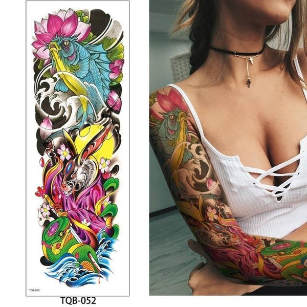 glaryyears 1 Pc Large Arm Temporary Tattoo Sticker Colorful Fake Tatoo Sleeve Flash Tatto Waterproof Big Body Art Men Women TQB