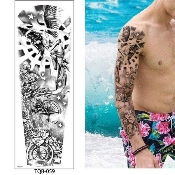 glaryyears 1 Pc Large Arm Temporary Tattoo Sticker Colorful Fake Tatoo Sleeve Flash Tatto Waterproof Big Body Art Men Women TQB