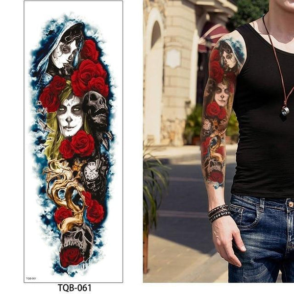 glaryyears 1 Pc Large Arm Temporary Tattoo Sticker Colorful Fake Tatoo Sleeve Flash Tatto Waterproof Big Body Art Men Women TQB