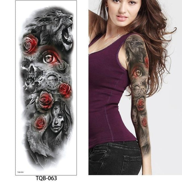 glaryyears 1 Pc Large Arm Temporary Tattoo Sticker Colorful Fake Tatoo Sleeve Flash Tatto Waterproof Big Body Art Men Women TQB