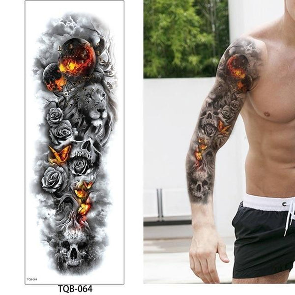 glaryyears 1 Pc Large Arm Temporary Tattoo Sticker Colorful Fake Tatoo Sleeve Flash Tatto Waterproof Big Body Art Men Women TQB