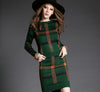 2019 new fashion women  long-sleeved plaid female  package hip skirt knitted suits women sets hot sale