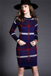 2019 new fashion women  long-sleeved plaid female  package hip skirt knitted suits women sets hot sale