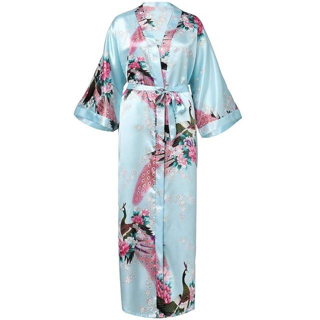 Sexy Women Long Robe With Pocket Wedding Bride Bridesmaid Dressing Gown Rayon Kimono Bathrobe Large Size S-XXXL Night Dress