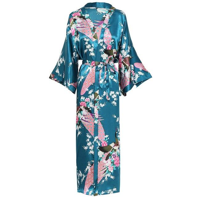 Sexy Women Long Robe With Pocket Wedding Bride Bridesmaid Dressing Gown Rayon Kimono Bathrobe Large Size S-XXXL Night Dress