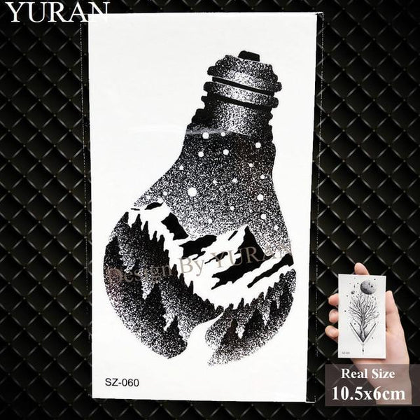 Erogenous Geometric Wolf Temporary Tattoo Geometric Floral Women Body Arm Wrist Tattoo Stickers Men Bulb Water Transfer Tatoos
