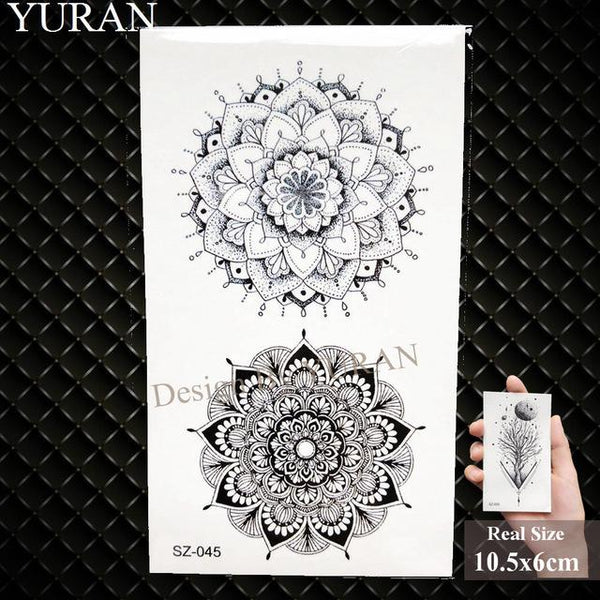 Erogenous Geometric Wolf Temporary Tattoo Geometric Floral Women Body Arm Wrist Tattoo Stickers Men Bulb Water Transfer Tatoos
