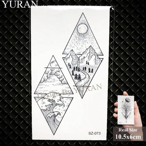 Erogenous Geometric Wolf Temporary Tattoo Geometric Floral Women Body Arm Wrist Tattoo Stickers Men Bulb Water Transfer Tatoos