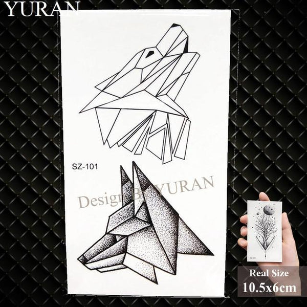 Erogenous Geometric Wolf Temporary Tattoo Geometric Floral Women Body Arm Wrist Tattoo Stickers Men Bulb Water Transfer Tatoos