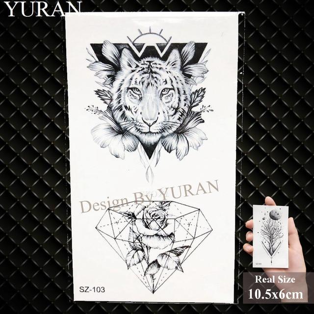 Erogenous Geometric Wolf Temporary Tattoo Geometric Floral Women Body Arm Wrist Tattoo Stickers Men Bulb Water Transfer Tatoos